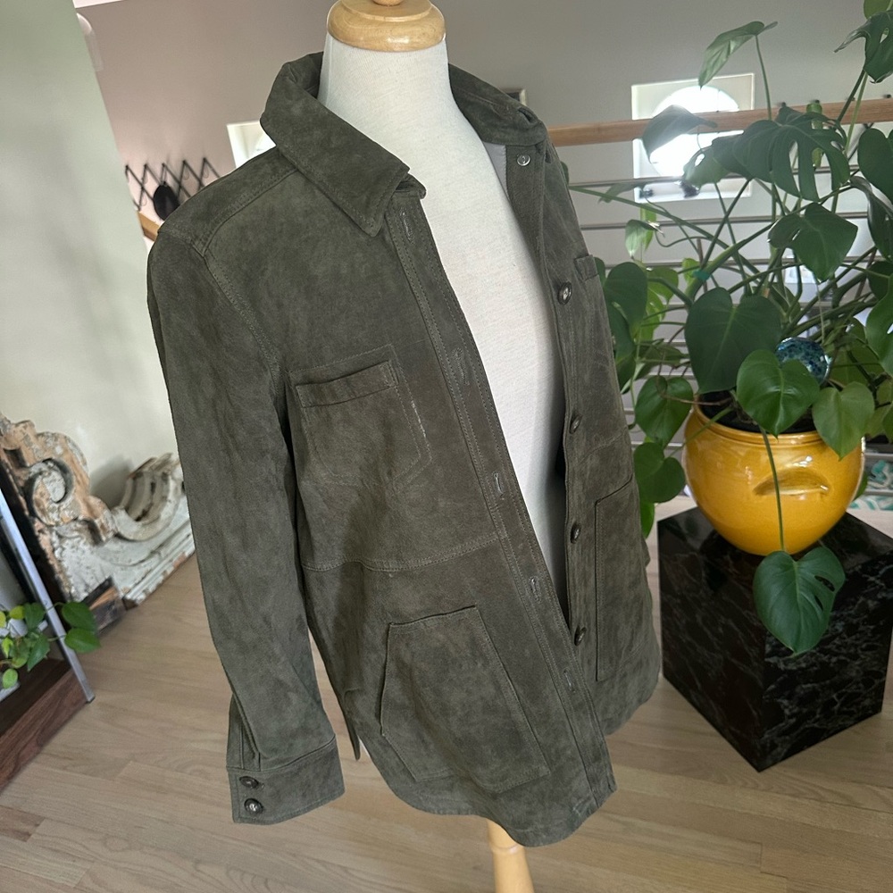 Anthropologie Moss Green Suede Jacket — New